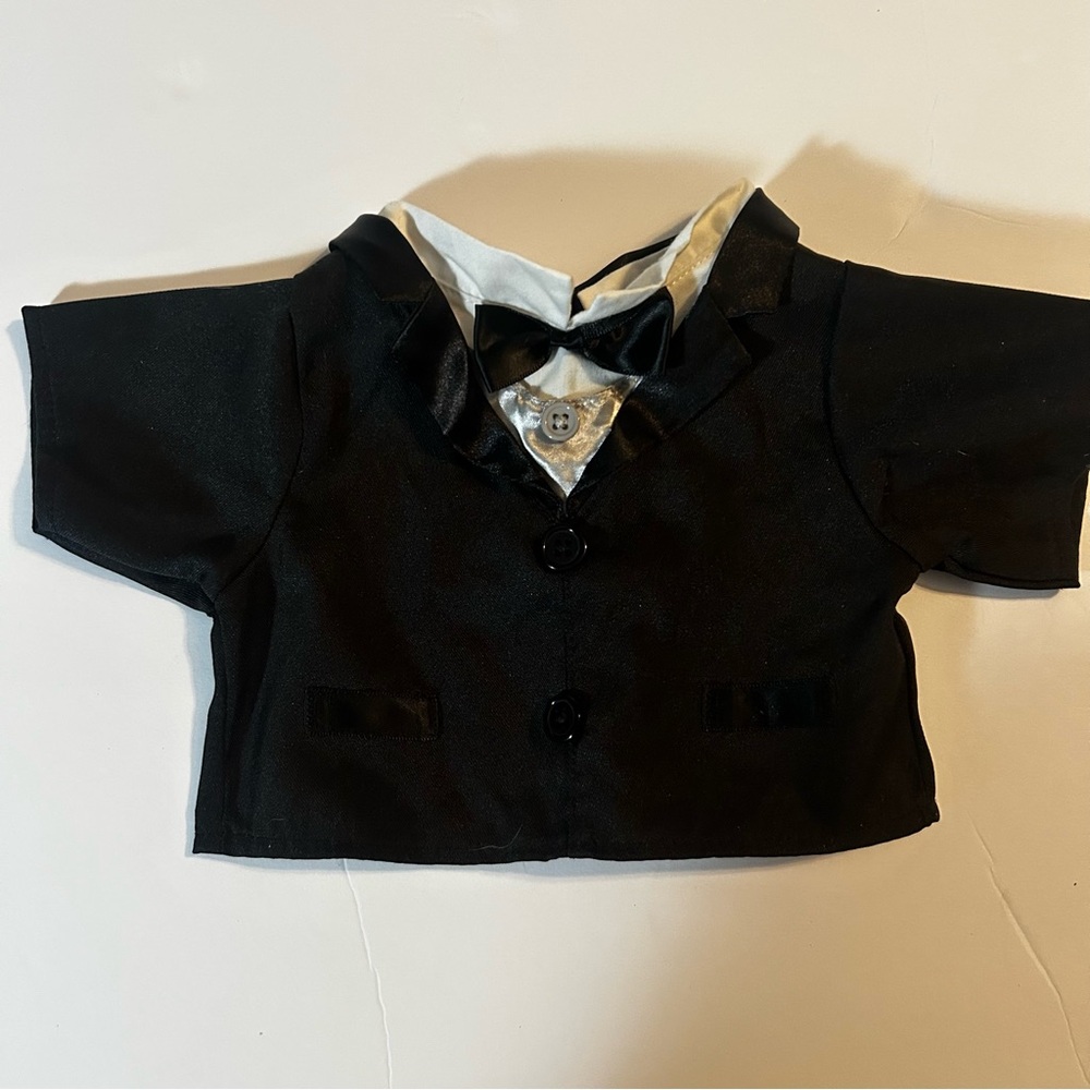 Build A Bear Workshop Tuxedo Shirt/ Jacket~Black & White & Silver